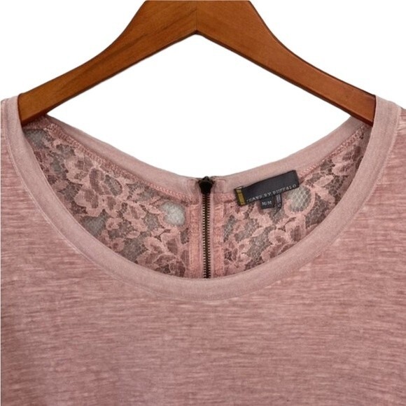 Jeans by Buffalo Lace Embroidered Top 3/4 Sleeve Exposed Back Zip Barbie Pink - Picture 3 of 13